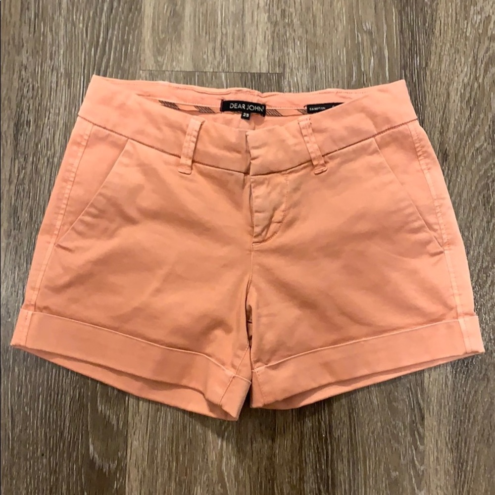 Salmon colored chino shorts